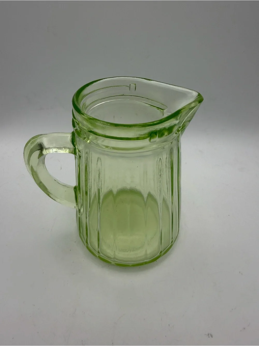 Uranium Green Antique Syrup Dispenser Pitcher Depression Vaseline Glass